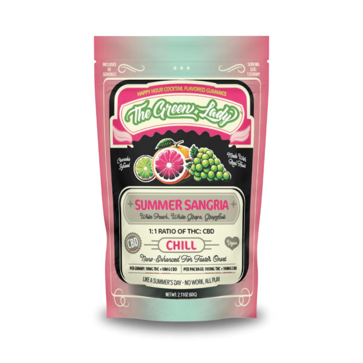 The Green Lady The Green Lady- Summer Sangria (Chill)- Gummies 10pk- 100mg