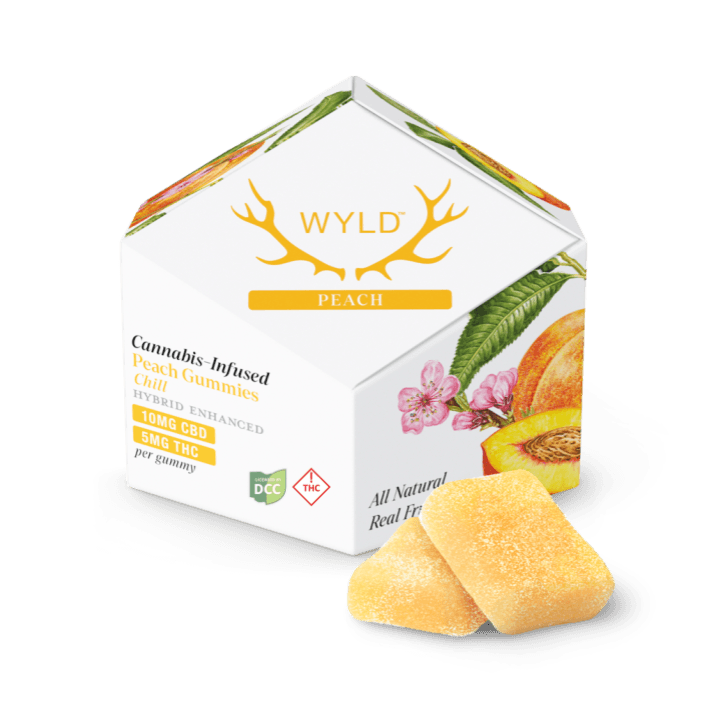 Wyld Wyld Peach 2:1 CBD:THC Gummies 5mg 10pk