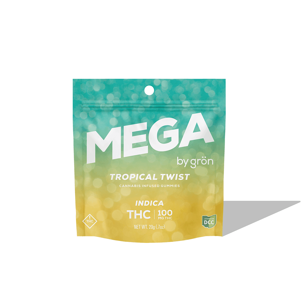 Grön Tropical Twist - Mega | 10pc 100mg Gummies