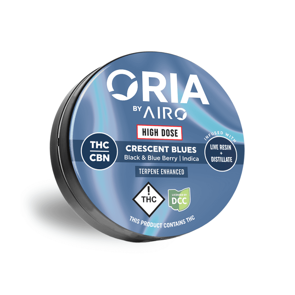 Airo Oria - Crescent Blues | Live Resin Infused Gummies 500mg 1:1 THC:CBN 10pk