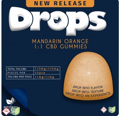 Drops Drops Orange CBD Gummies 110mg 10pk