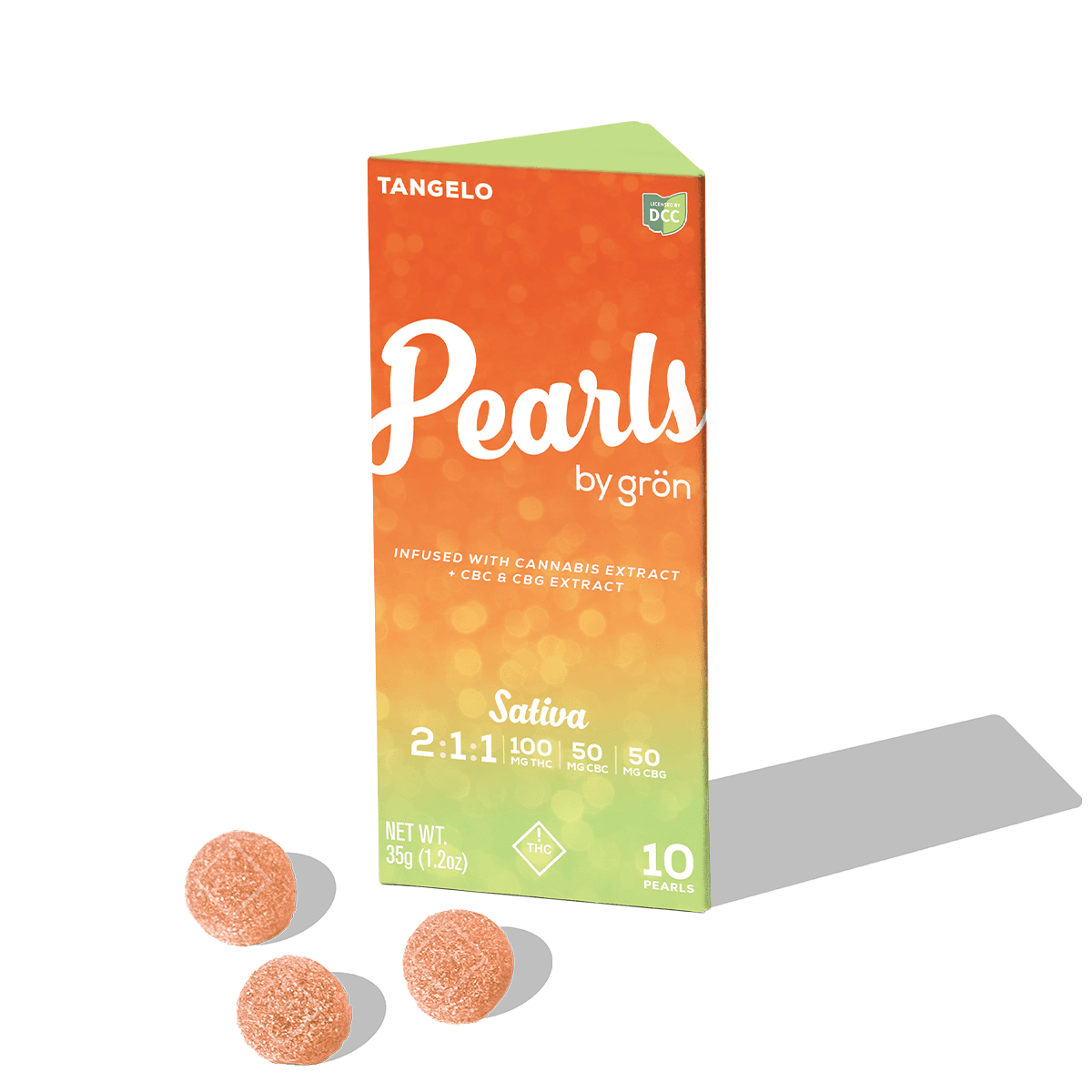 Grön Tangelo 1:1:2 CBC:CBG Pearl Gummies