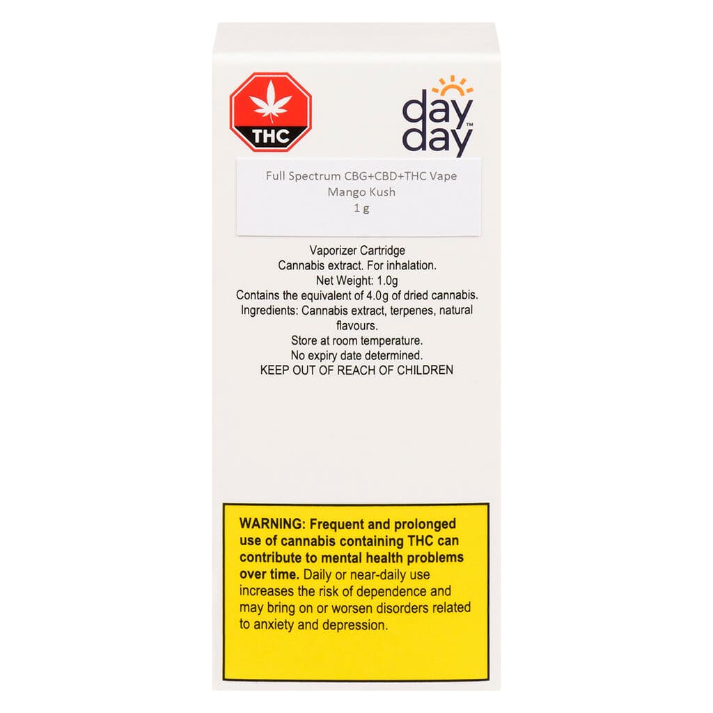DayDay Full Spectrum CBG+CBD+THC Vape 510 Thread Cartridge