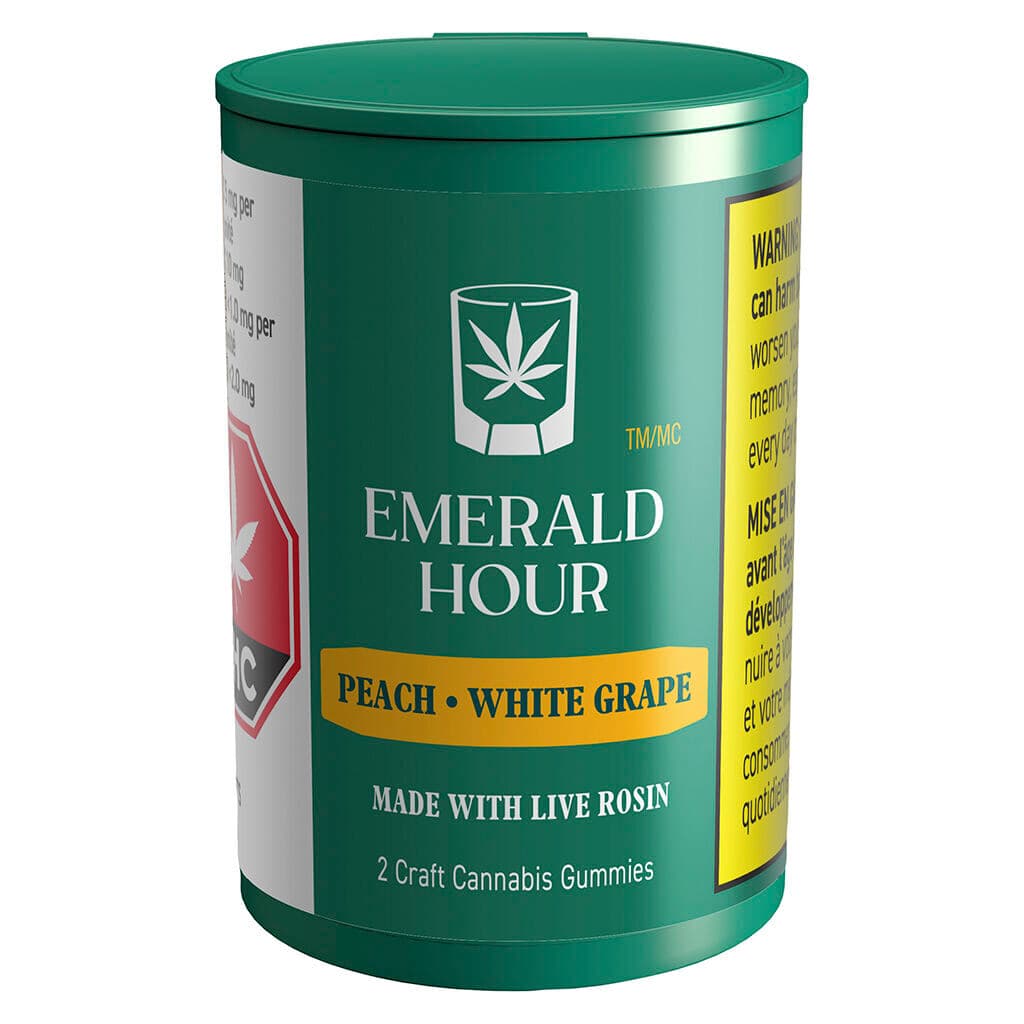 Emerald Hour Live Rosin Gummies - Peach White Grape - Hybrid - 2 Pack