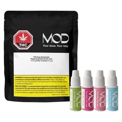 Mod Variety Pack THC Drops - 4x3ml, 4x60mg THC Drops - Unflavoured, Berry, Lime & Watermelon