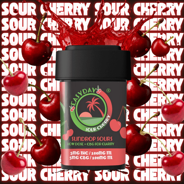 EasyDay Edibles Sundrop Sours - Sour Cherry | 100mg THC: 100mg CBG | 20 Count