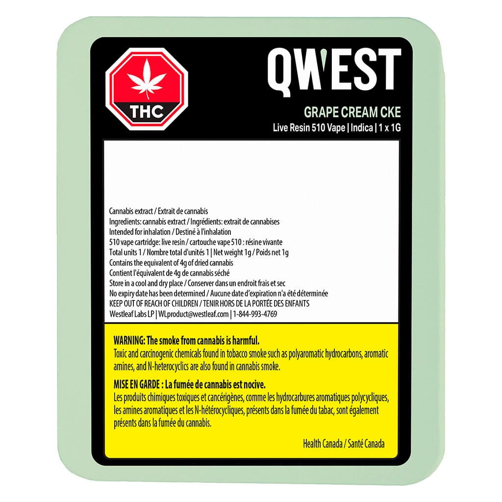 Qwest QWEST Grape Cream CKE Live Resin 510 Thread Cartridge