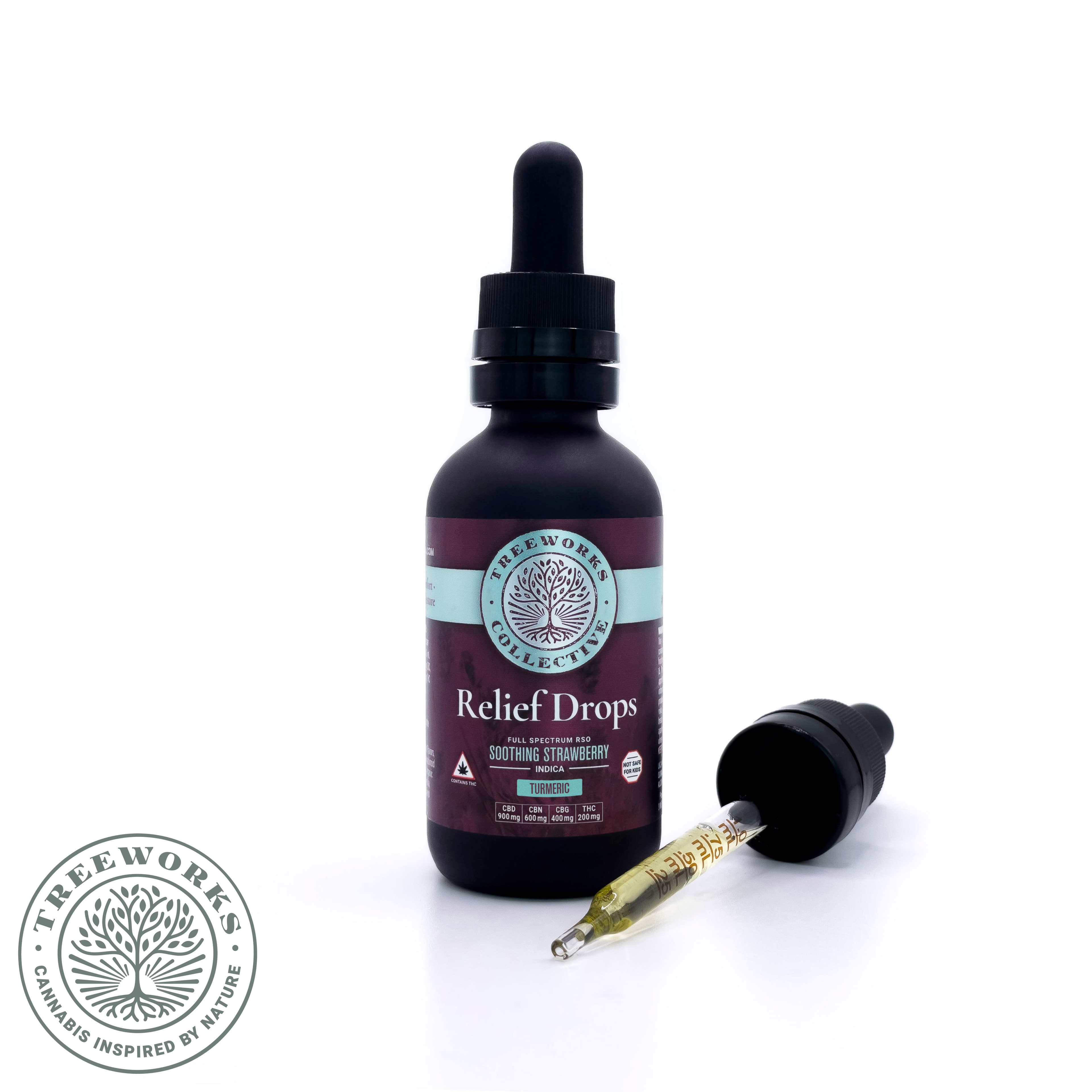 Treeworks Treeworks Collective-Relief Drops-MED Soothing Strawberry Tincture-Indica-2oz-00389