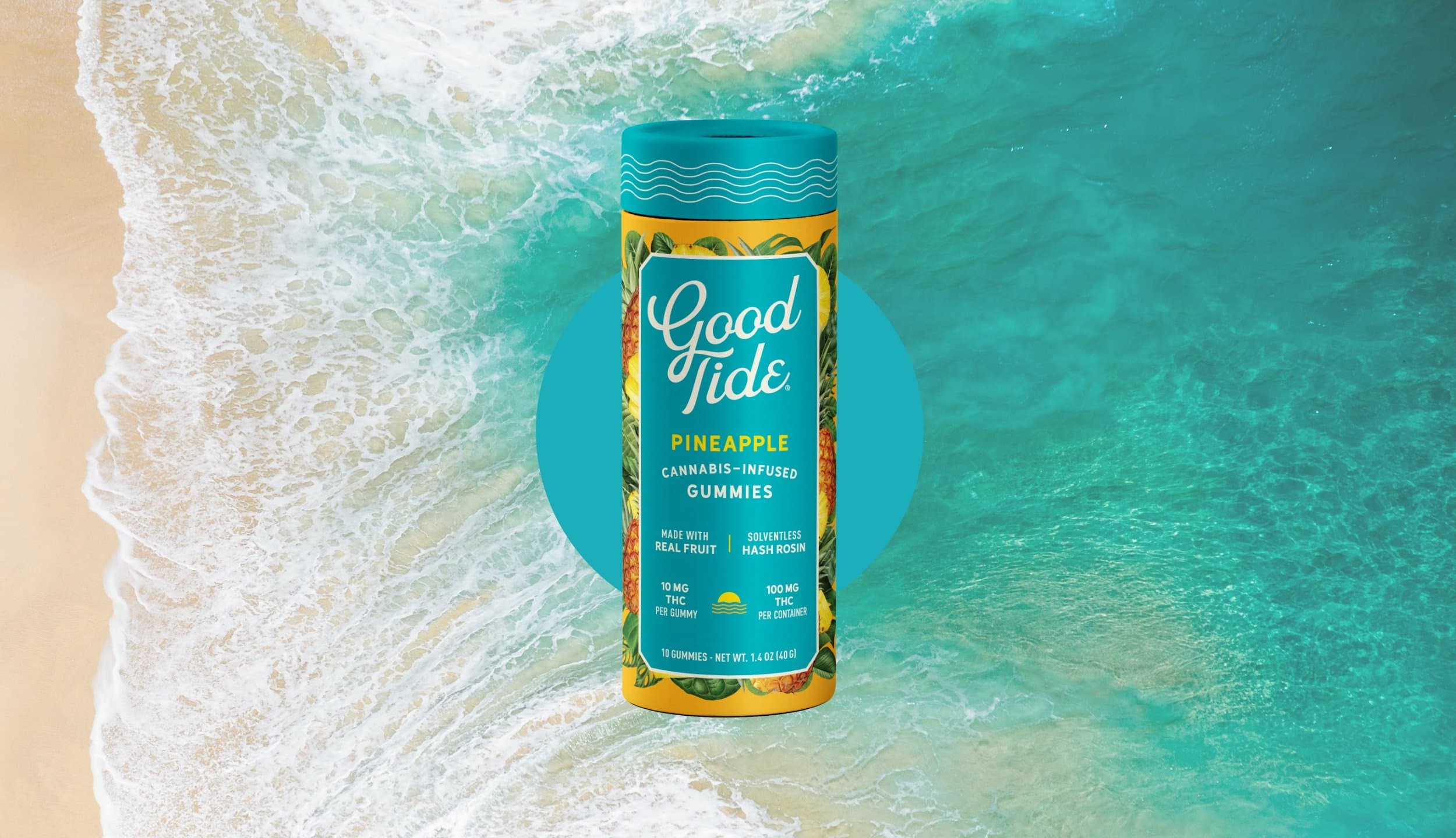 Good Tide Pineapple Single-Strain Hash Rosin Gummies | Uplifting | 100mg
