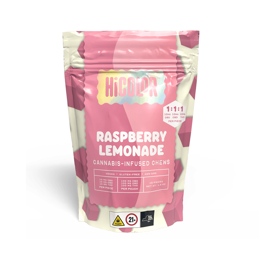 HiCOLOR 1:1:1 Raspberry Lemonade [10pk] (100mg CBG/100mg CBD/100mg THC)