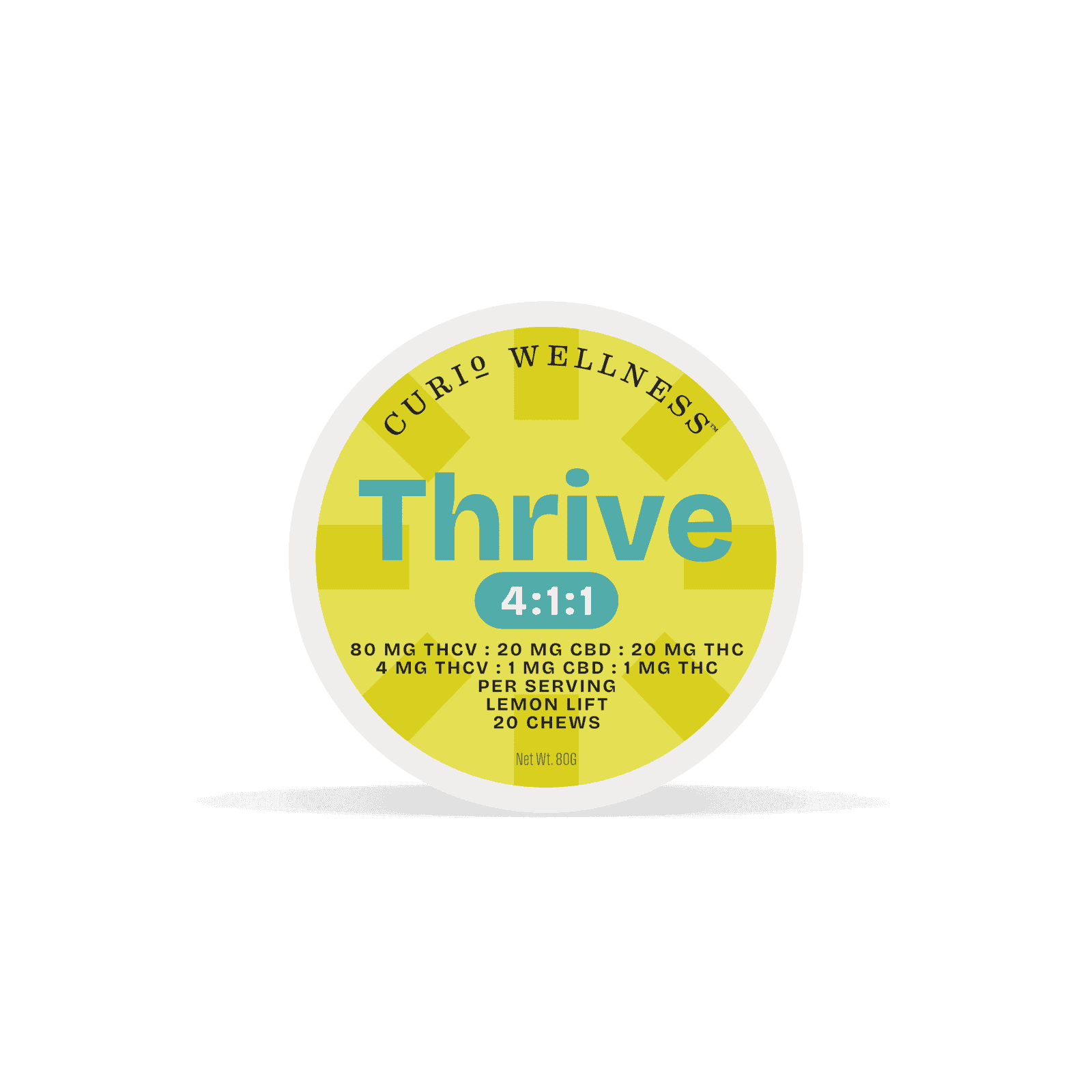 Curio Wellness Thrive | 4:1:1 Lemon Lift [20pk] (80mg THCV/20mg CBD/20mg THC)