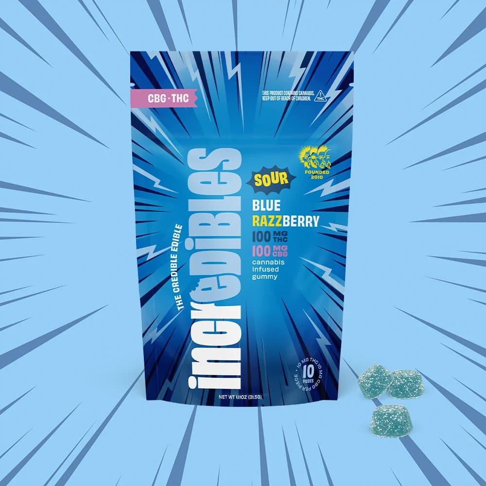 incredibles 1:1 Sour Blue Razzberry + CBG [10pk] (100mg CBG/100mg THC)