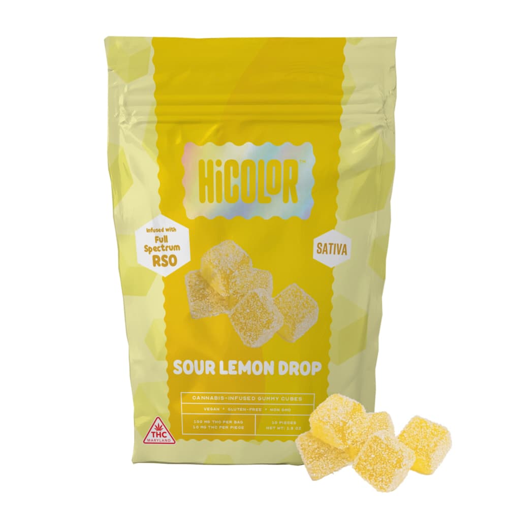 HiCOLOR Sour Lemon Drop RSO Gummies [10pk] (100mg)