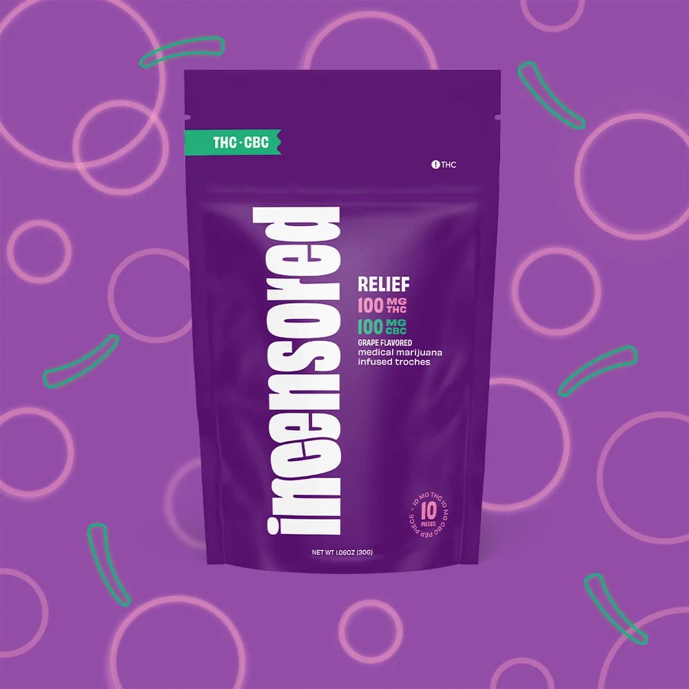(inc)ensored 1:1 Grape Relief + CBC [10pk] (100mg THC/100mg CBC)