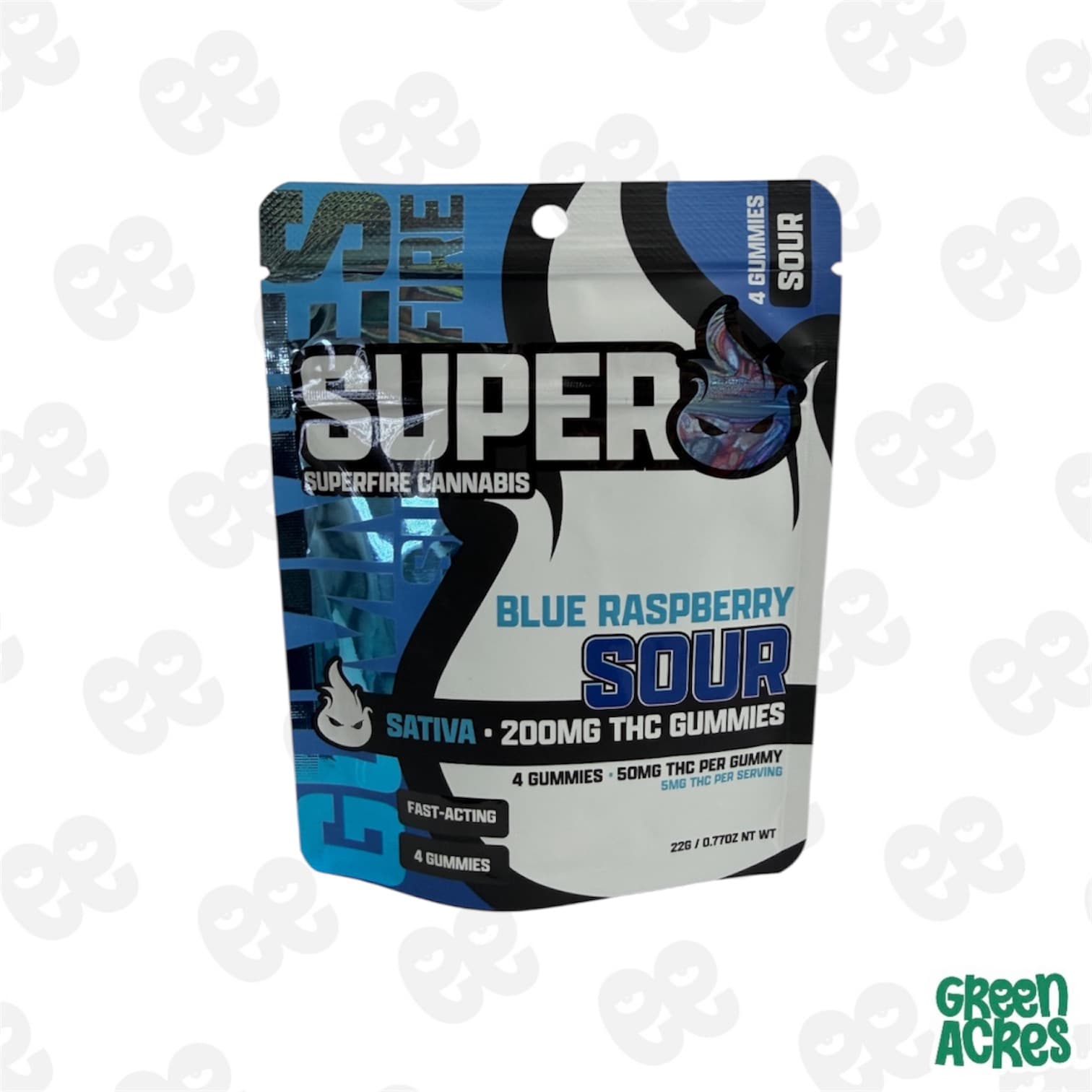 SUPERFIRE Sour Blue Raspberry | 200mg Gummies