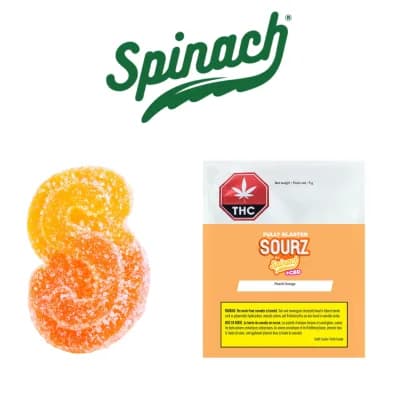 SOURZ by Spinach Fully Blasted Peach Orange 1:1 THC | CBD 10 Pack - SOURZ by Spinach - Gummies