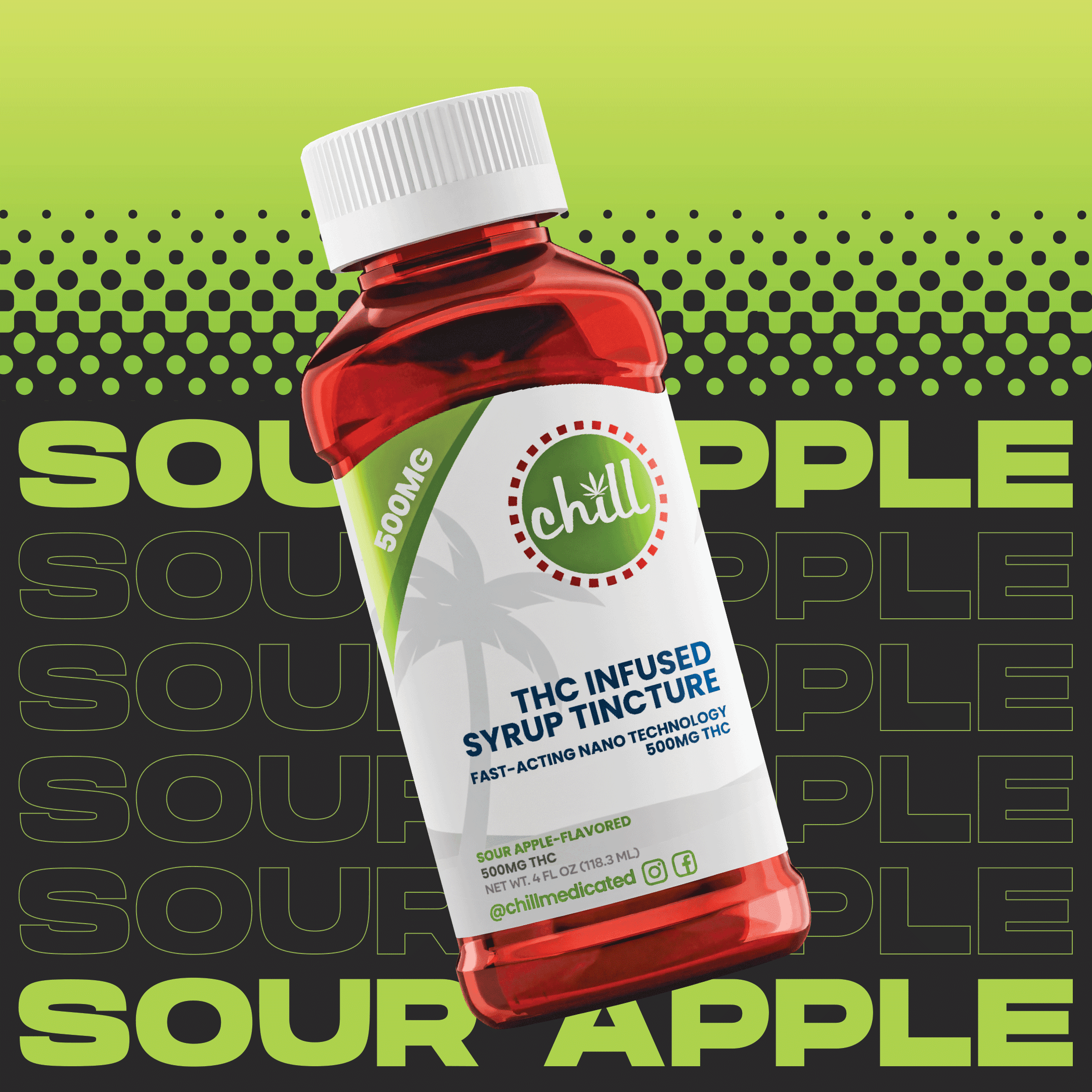 Chill Medicated Sour Apple Syrup 500mg