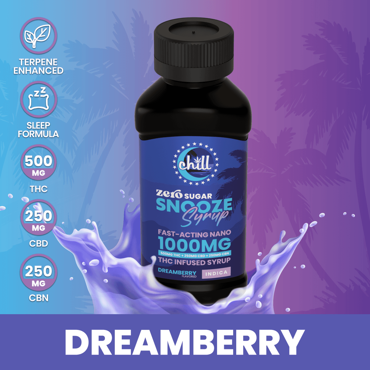 Chill Medicated Full Spectrum Tincture - Dreamberry Snooze Syrup - 2:1:1 (THC:CBD:CBN) - ZERO SUGAR - 500mg