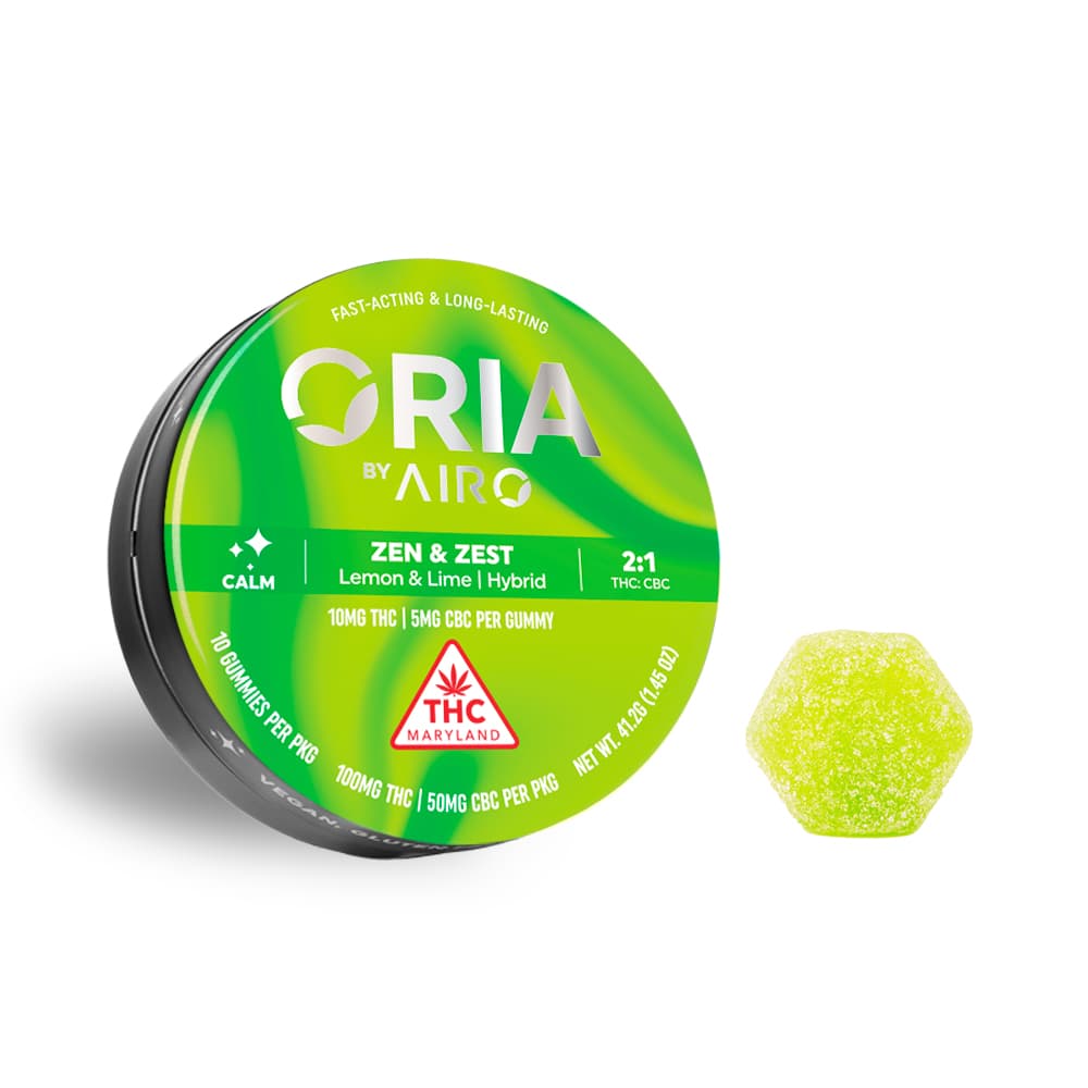 Oria 10mg 2:1 Lemon Lime Zen & Zest Gummies - 100mg THC : 50mg CBC