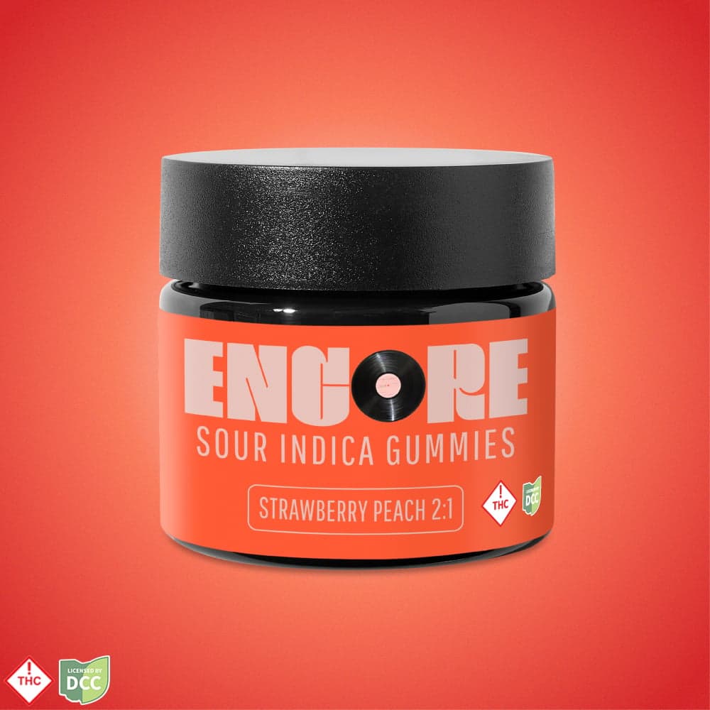 Encore Edibles 2:1 Sour Strawberry Peach CBD:THC [10pk] (220mg CBD/110mg THC)
