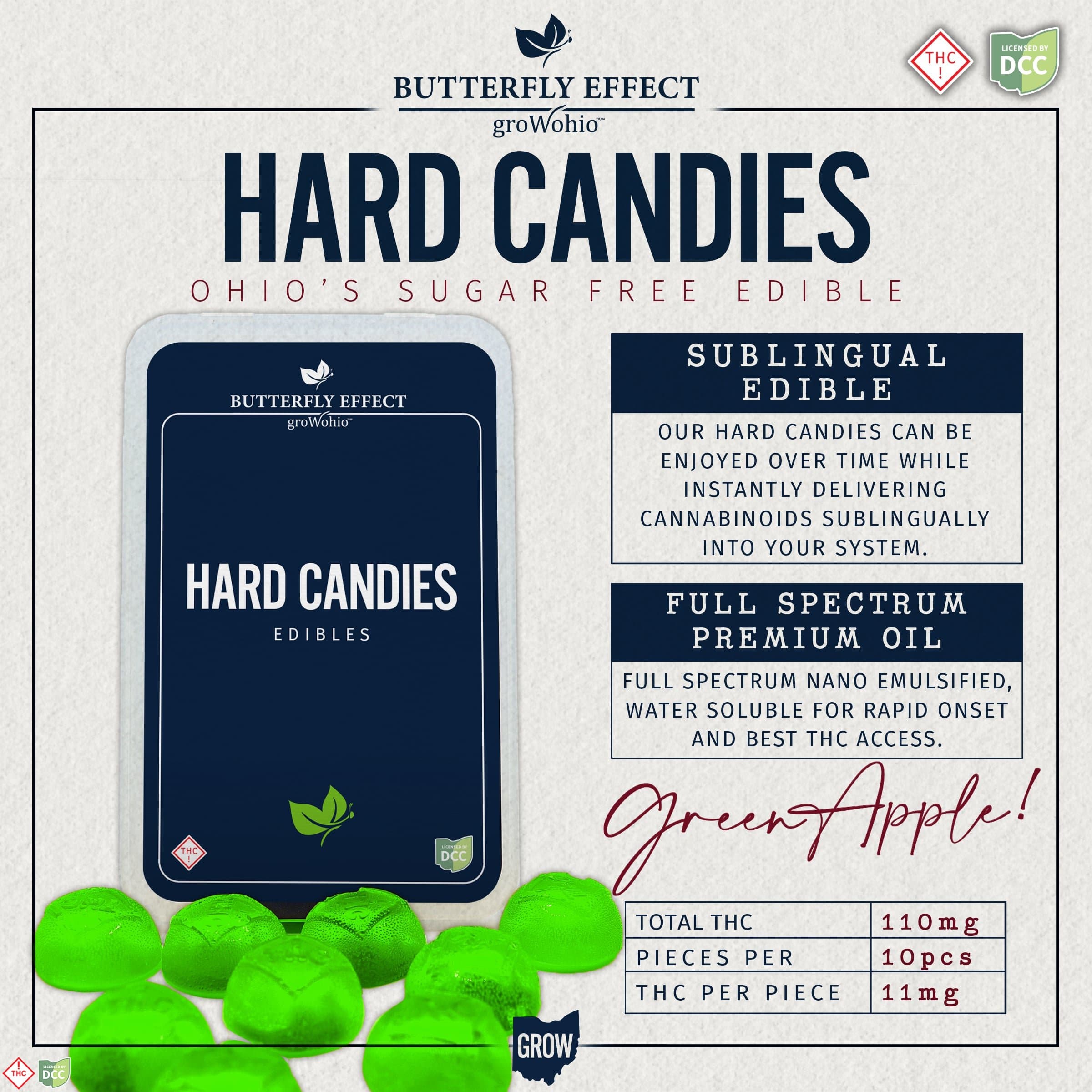 Butterfly Effect Green Apple Hard Candies [10pk] (110mg)