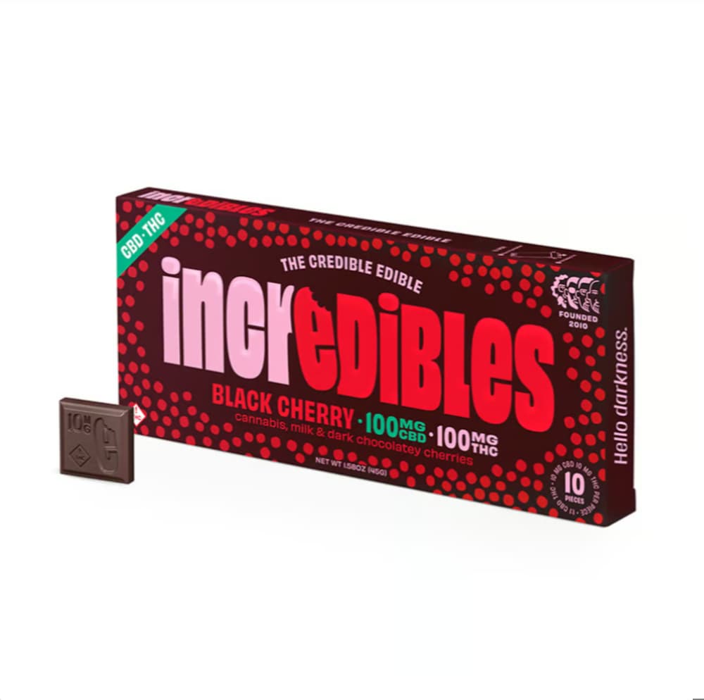 incredibles 1:1 Black Cherry + CBD Bar [10pk] (100mg CBD/100mg THC)