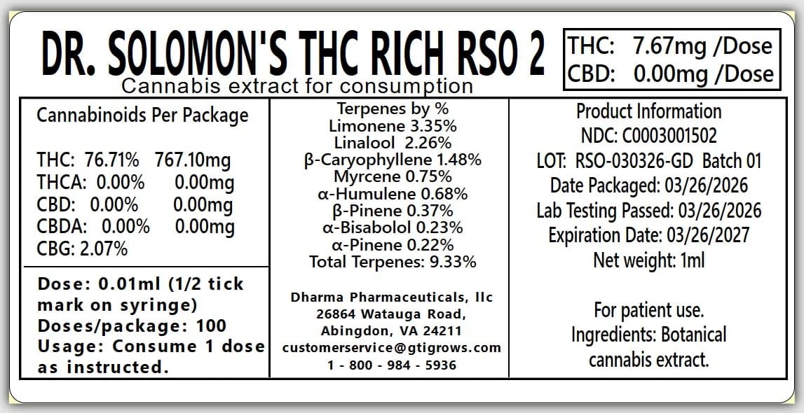 Dr. Solomons THC Rich - Indica #2