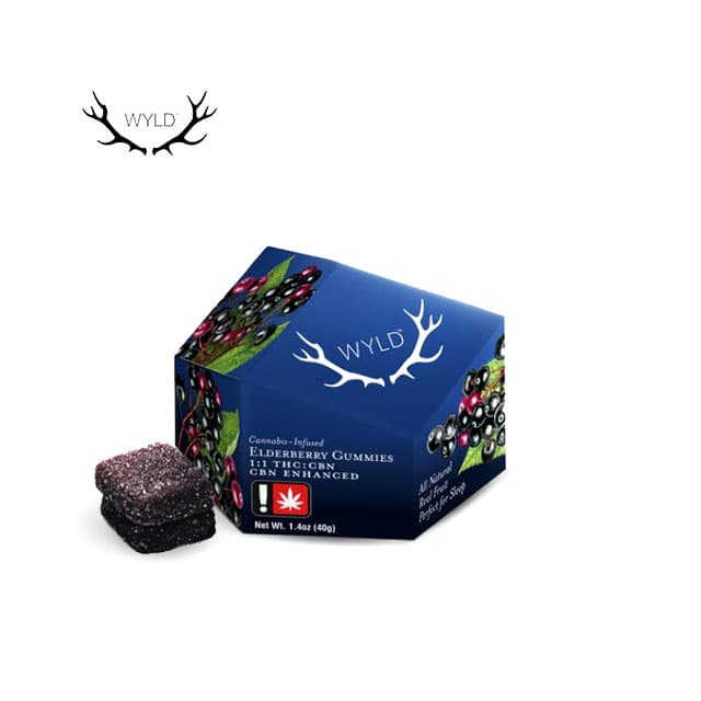 Wyld Elderberry 2:1 CBN + Indica Enhanced Gummies | 100mg THC:50mg CBN