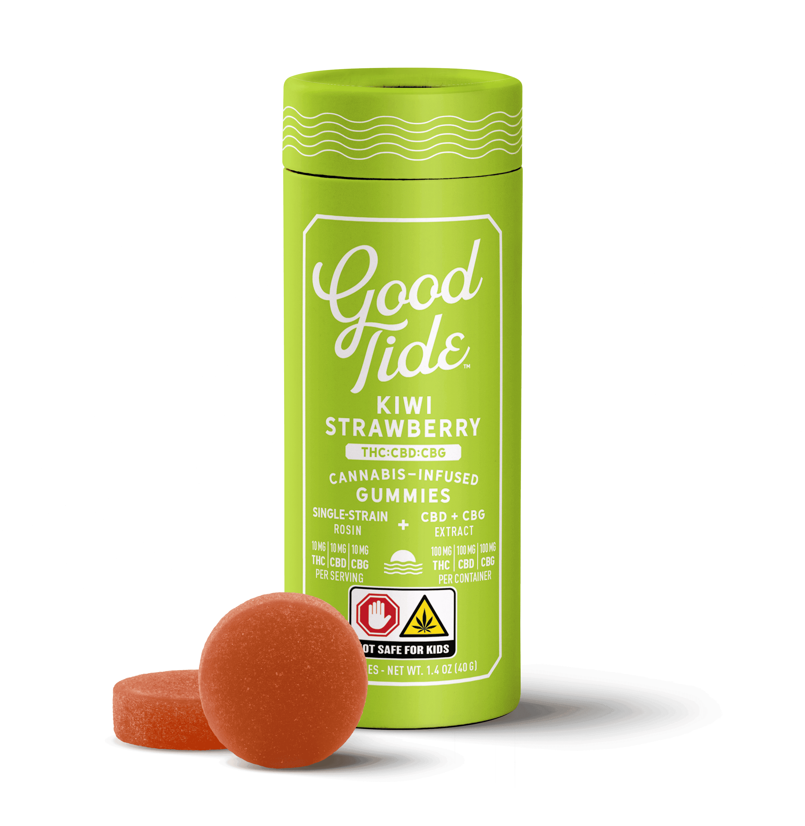 Good Tide KIWI STRAWBERRY | 1:1:1 THC/CBD/CBG | LIVE ROSIN 10PK/10MG