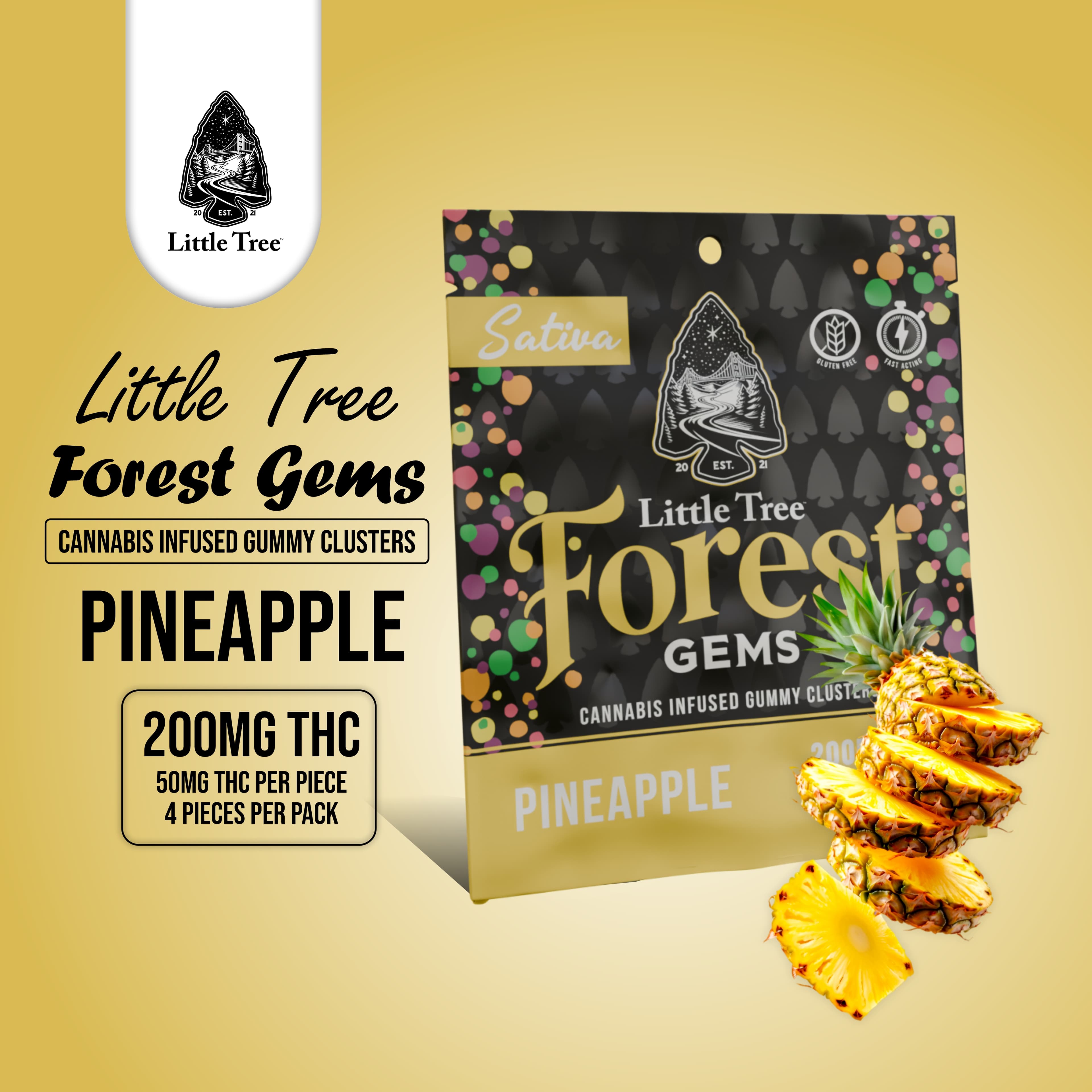 Little Tree Pineapple Forest Gems | 200mg Gummies