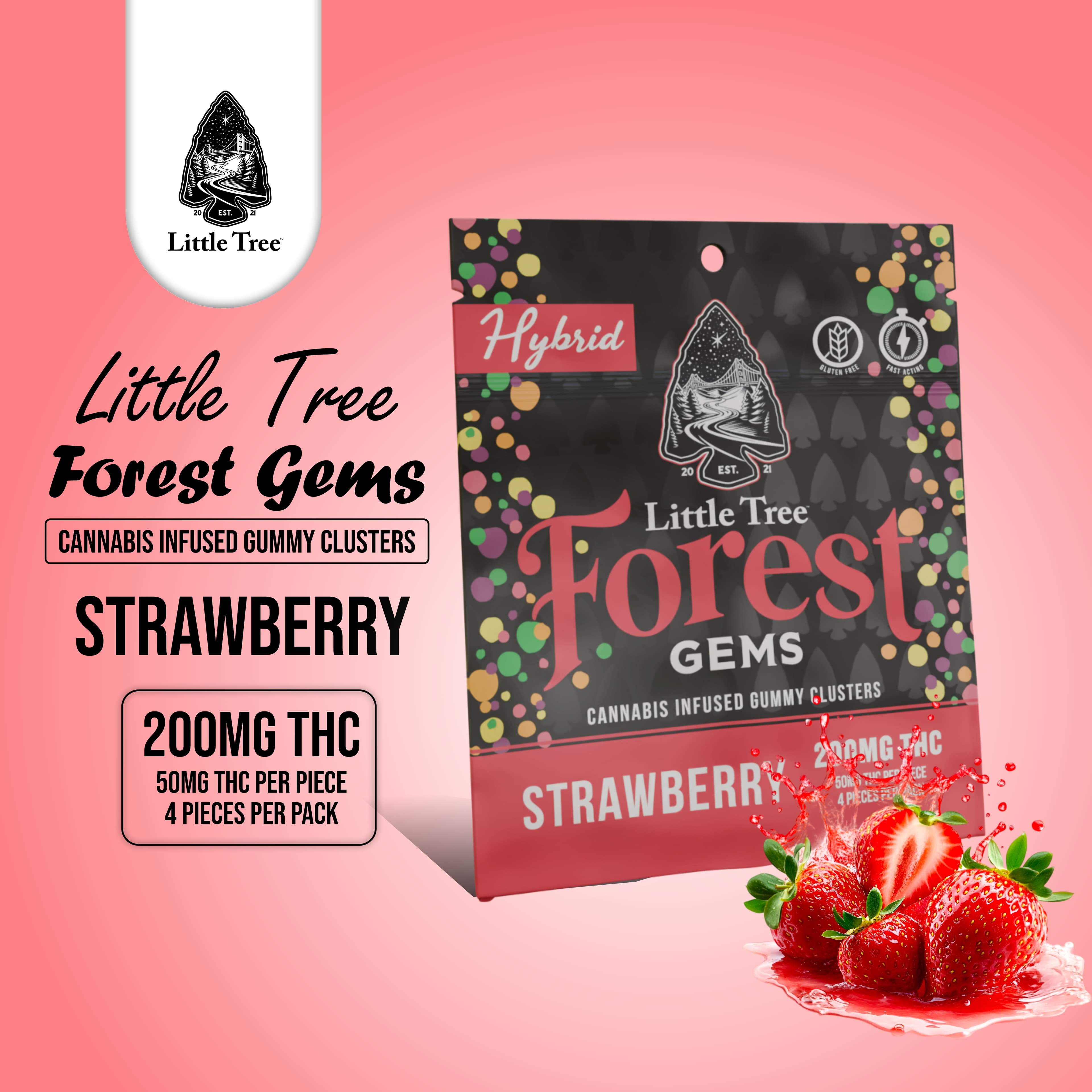 Little Tree Strawberry Forest Gems | 200mg Gummies