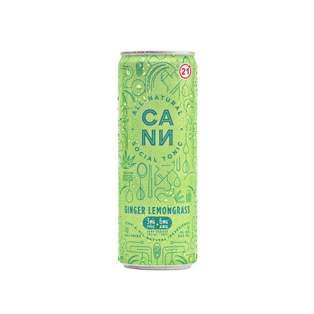 Cann Hemp-Derived Ginger Lemongrass 12oz (3mg THC 6mg CBD)