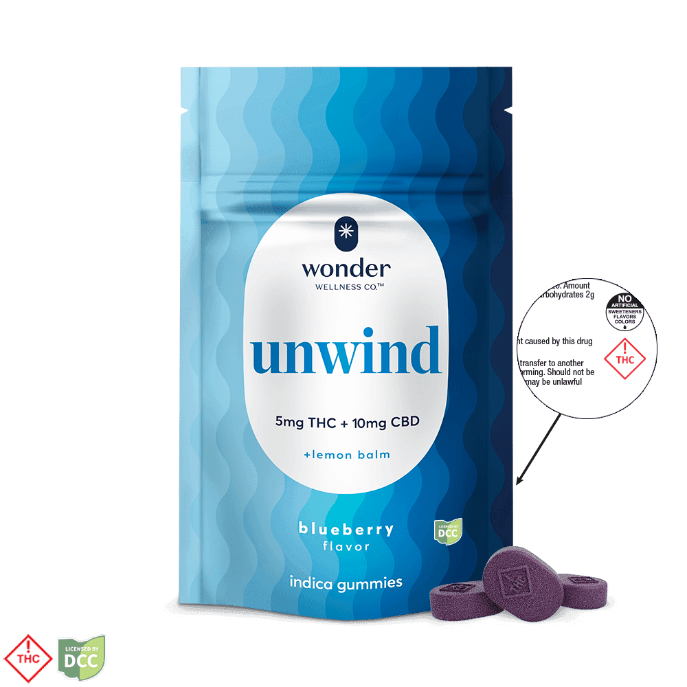 * Wonder Wellness Co.™ Unwind 2:1 Blueberry Gummies [20pk] (220mg CBD/110mg THC)