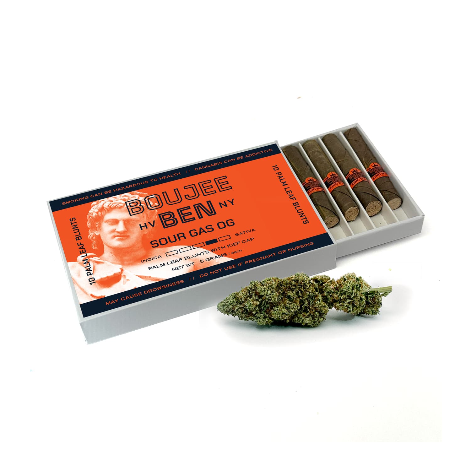 Boujee Ben Sour Gas OG | Sativa-Dominant | 10 Pack Palm Leaf Blunts | 5g