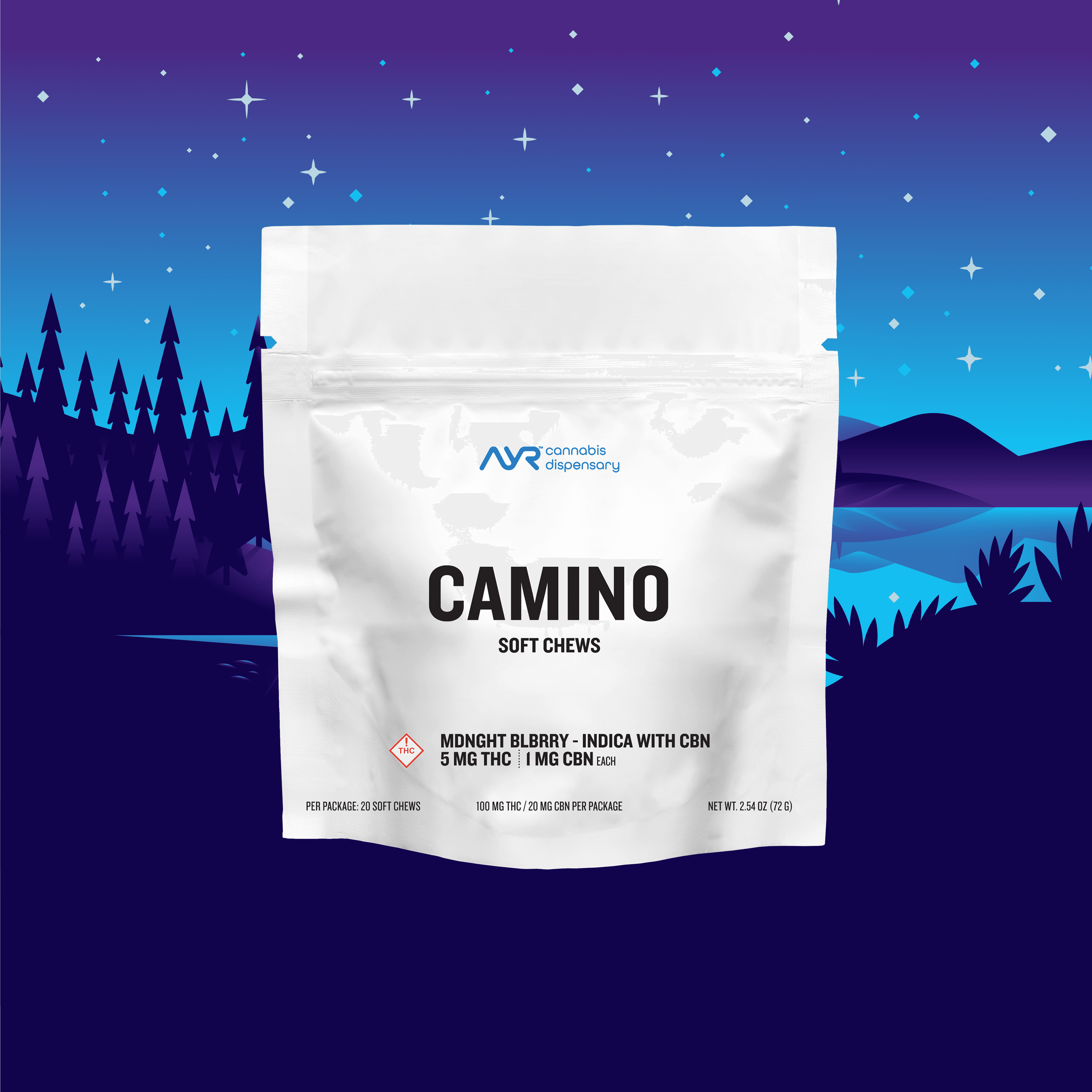 Camino Camino Midnight Blueberry 5:1 THC:CBN Soft Chews
