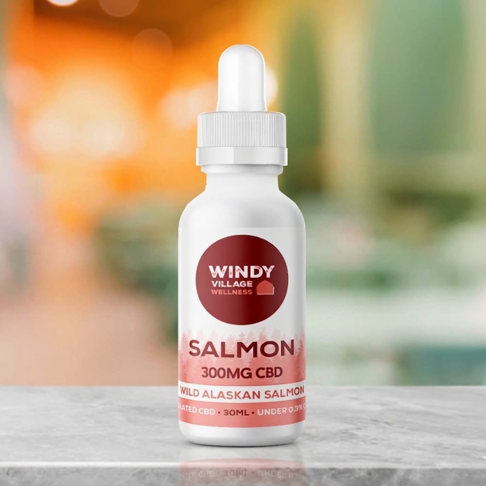 Windy Village Hemp-Derived CBD Salmon Pet Tincture (300mg 30mL)