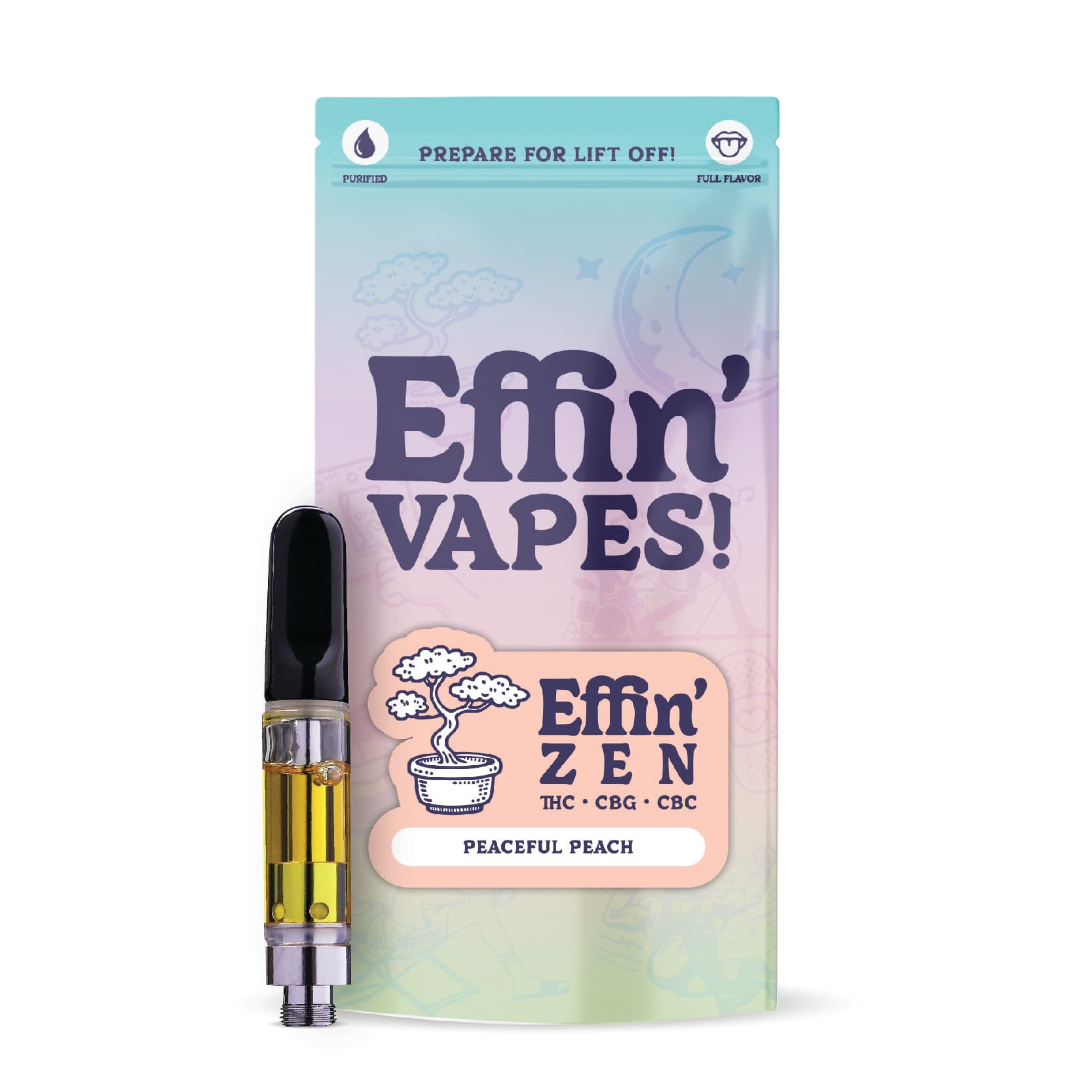 Effin' Zen Peaceful Peach 14:1:1 THC:CBG:CBC | Disposable