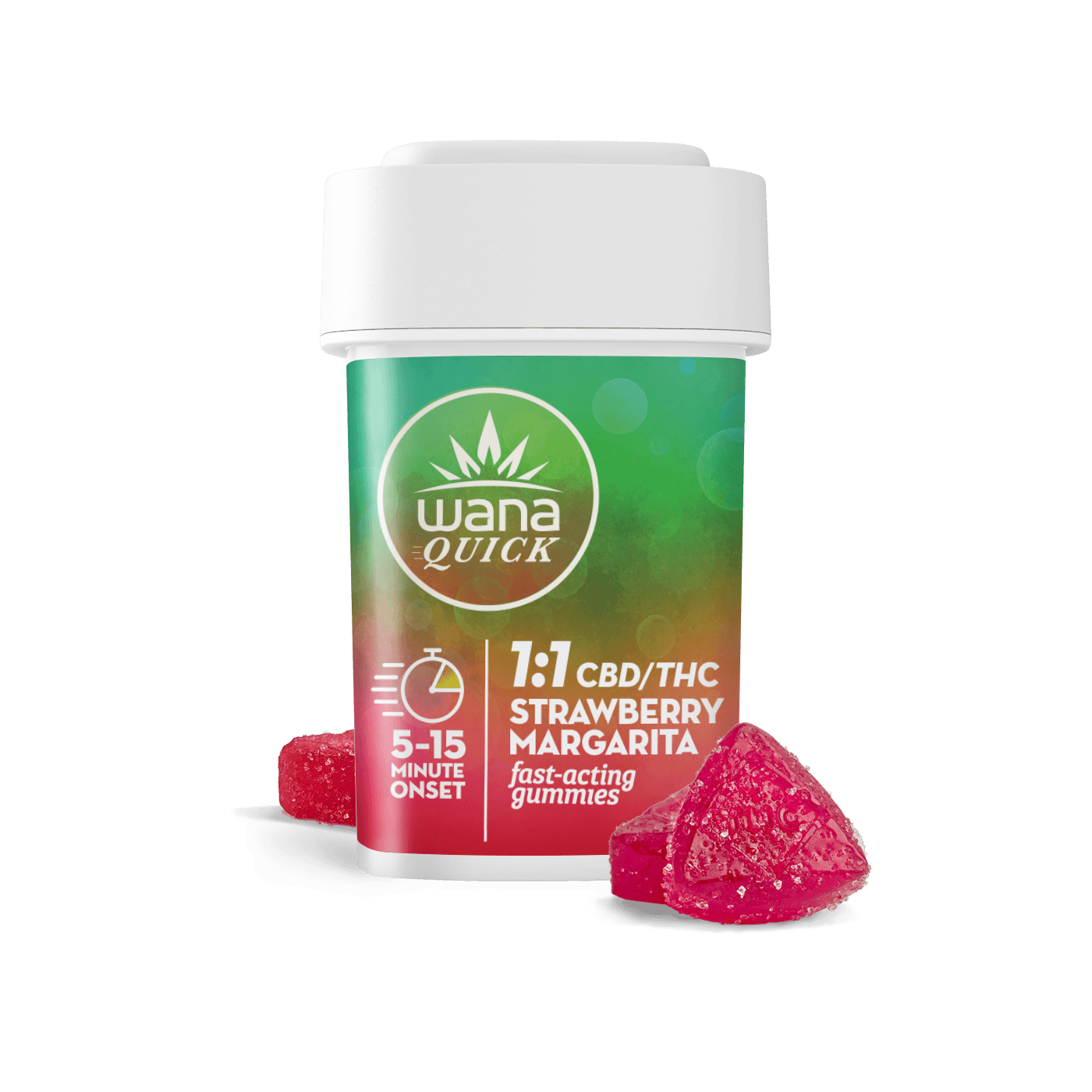 Wana 10mg 1:1 CBD:THC Fast Acting Gummies - Strawberry Margarita - 20 ct