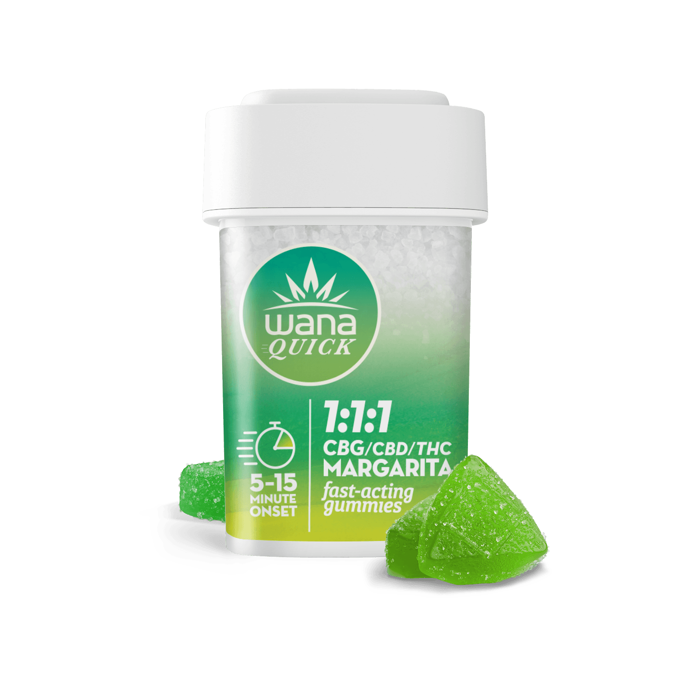 Wana 15mg 1:1:1 CBD:CBG:THC Fast Acting Gummies - Margarita - 20ct