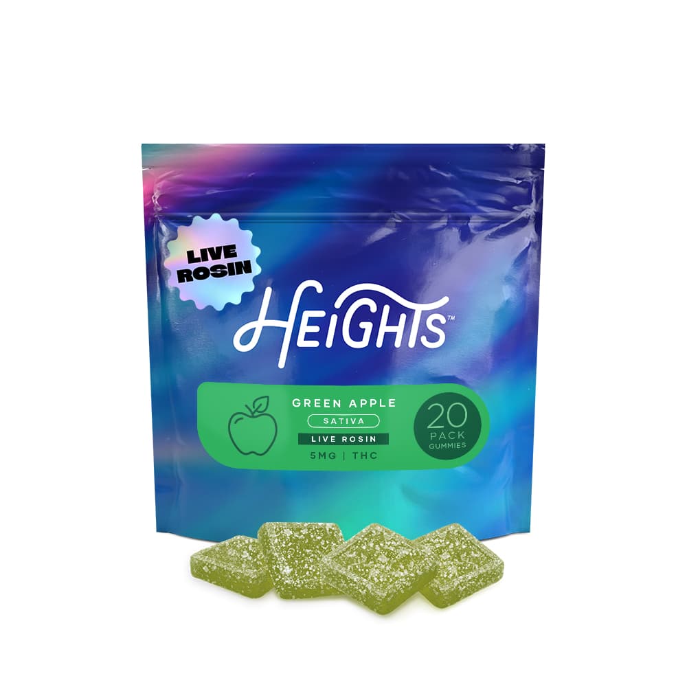 Heights 5mg Sativa Live Rosin Gummies - Green Apple - 20ct