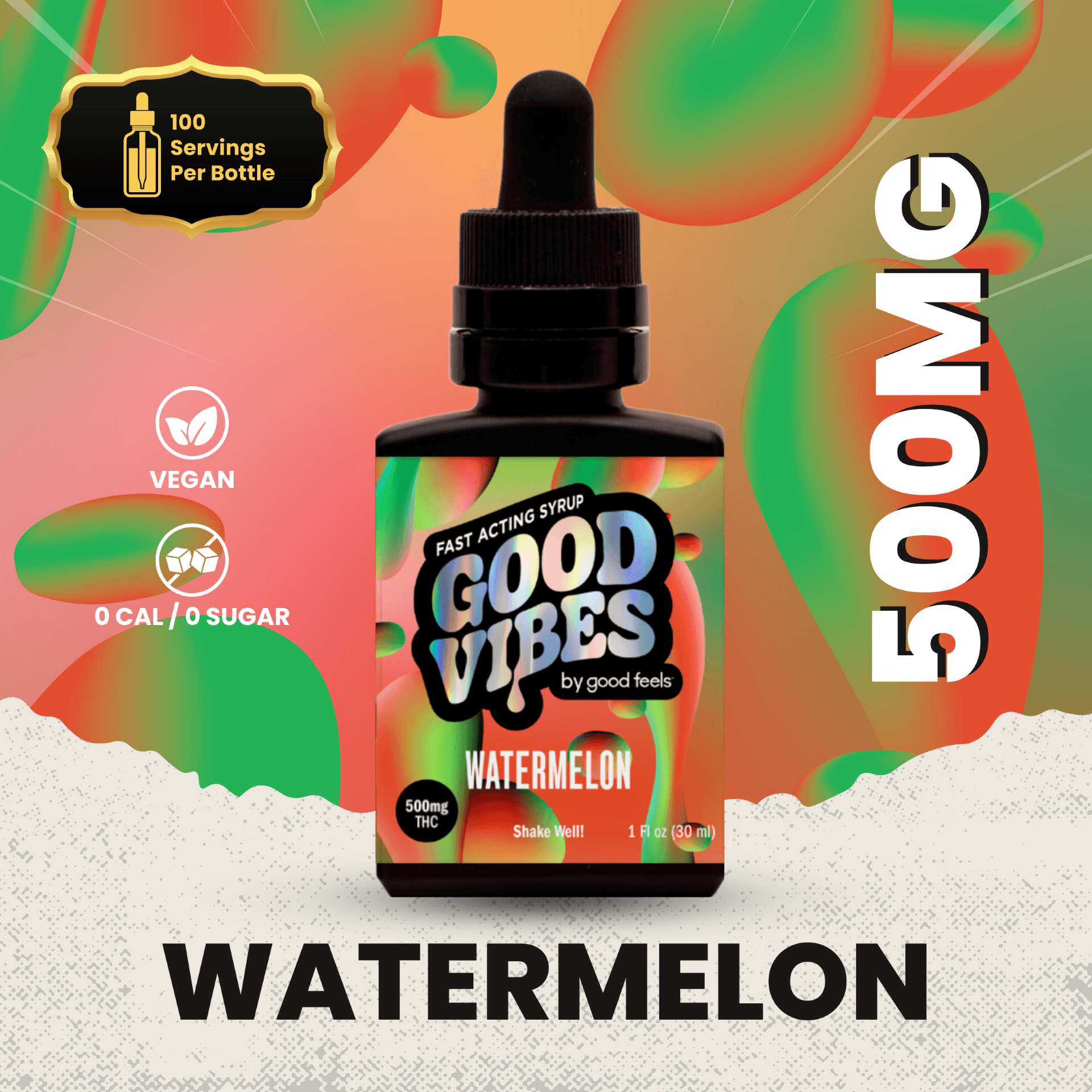Good Feels THC Fast Acting Syrup - Watermelon - 500mg