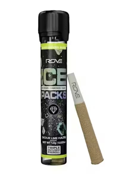 ROVE Sour Lime Haze - Infused Ice Packs (Rosin, Hash, and Diamonds) 1G Preroll