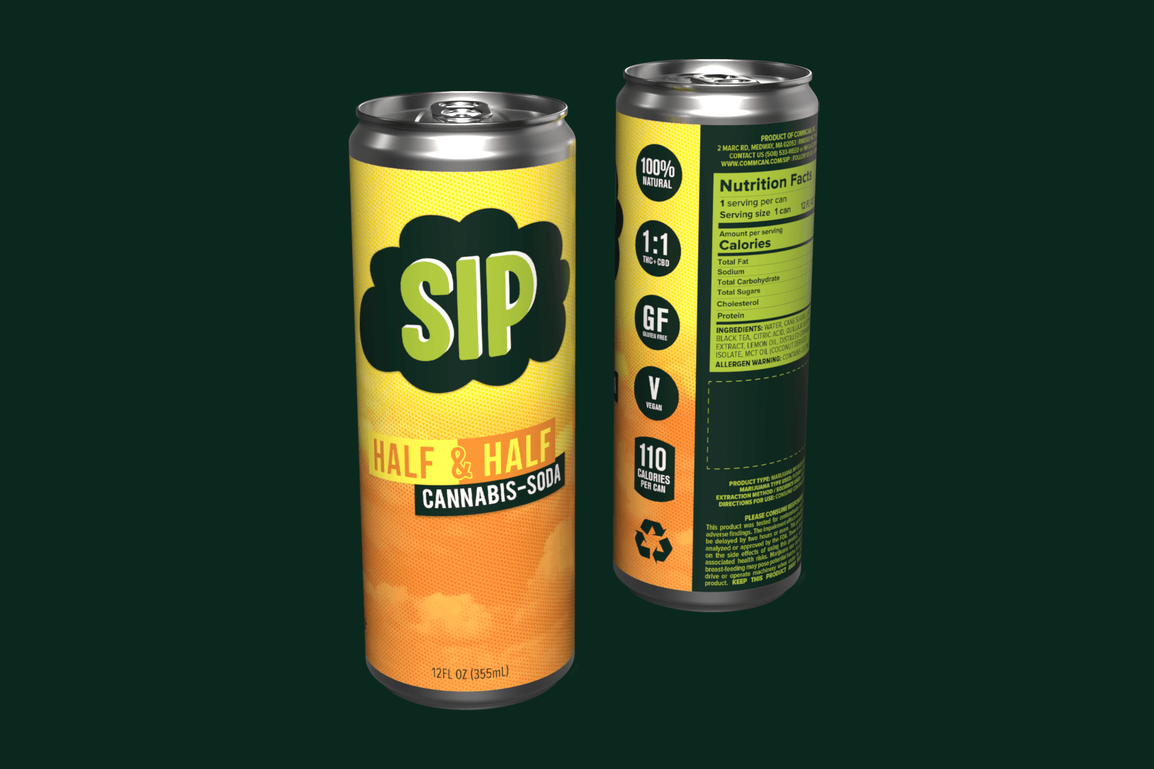 SIP Half & Half 1:1 (THC:CBD) | Soda 12oz | 5mg