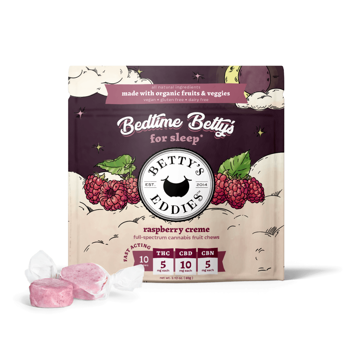 Betty's Eddies Bedtime Betty’s Raspberry Creme Sleep Fruit Chews [10pk]