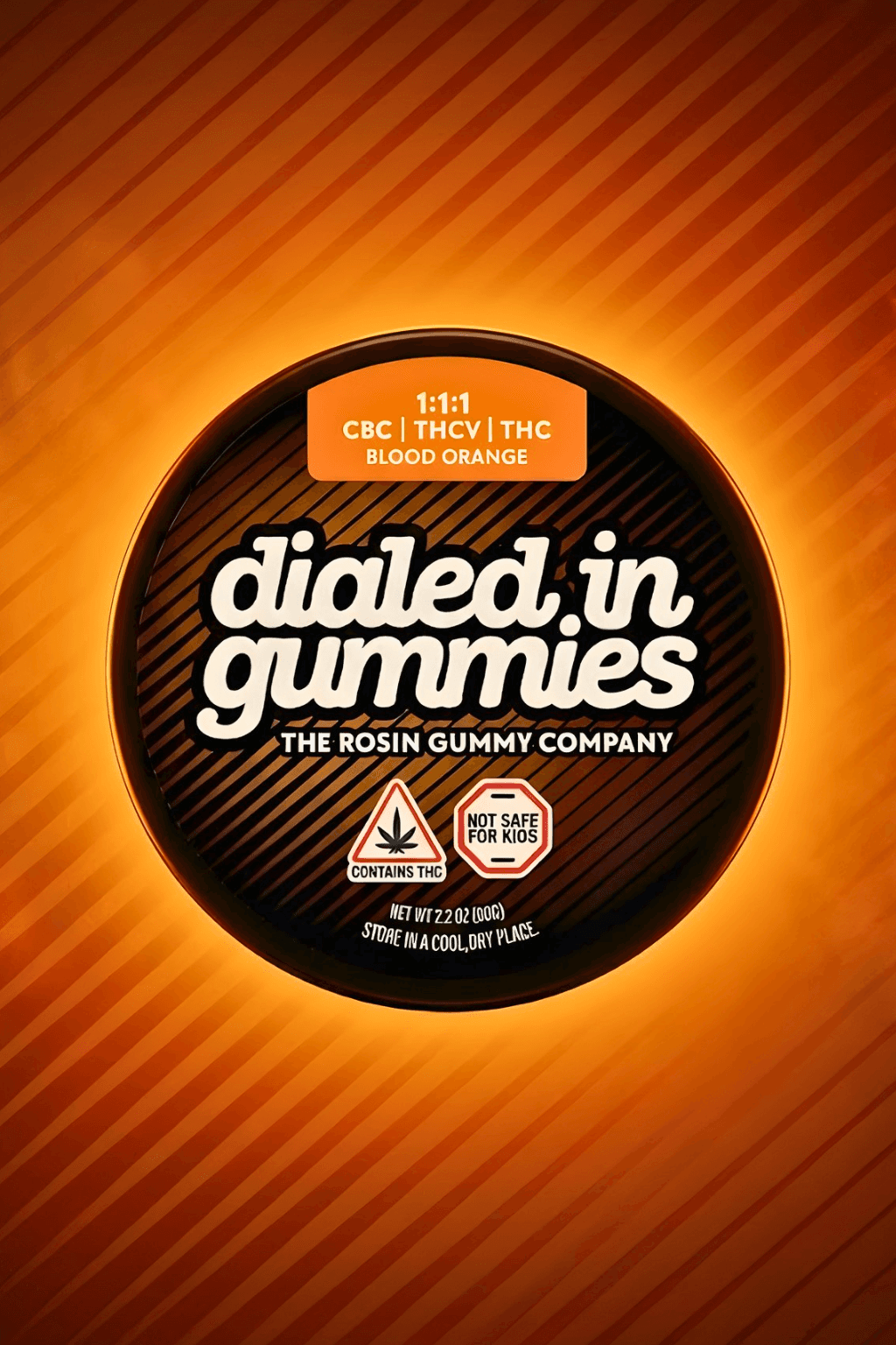 Dialed In Gummies 100mg - Blood Orange Focus 1:1:1 - Rosin Gummies (10pk)