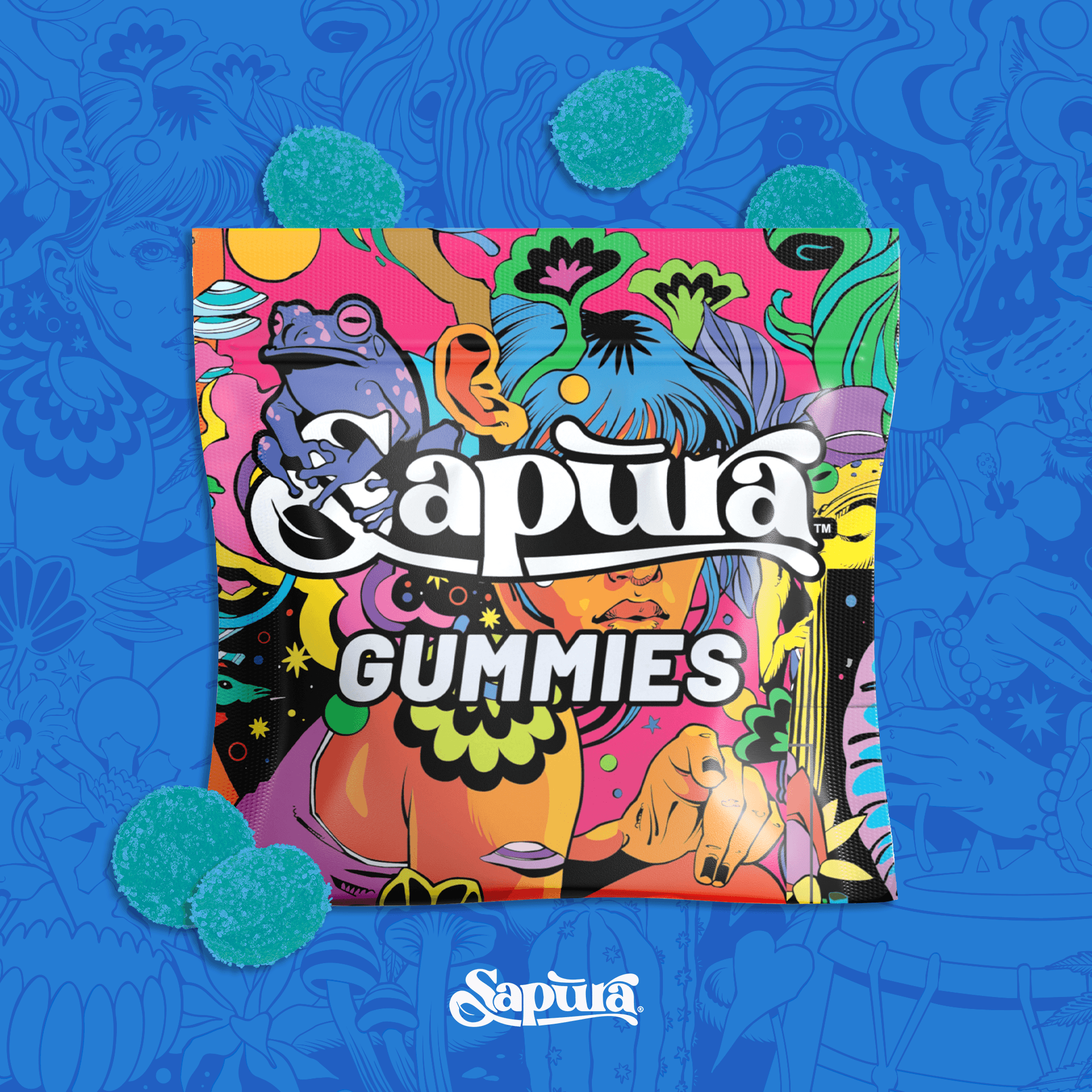 Sapura Blue Raz Pineapple Gummies 200mg (20Pk) (CBD)