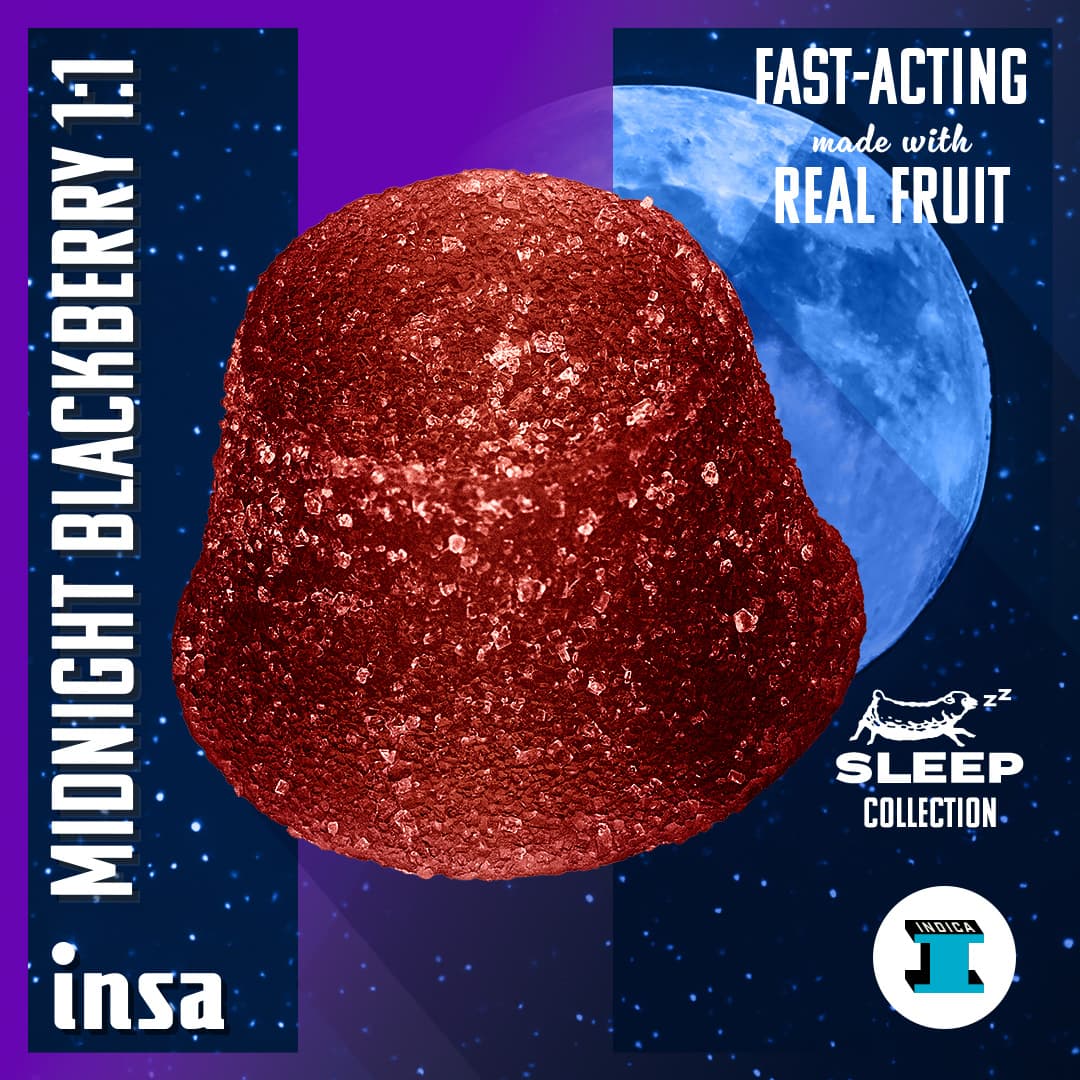Insa Drops/Gummies - Midnight Blackberry 1:1 (THC : CBN) - 100mg (20 Chews)