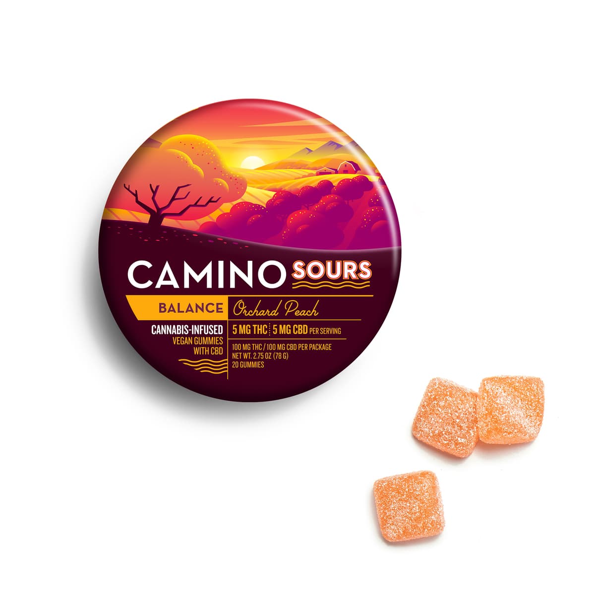Camino Camino Sours Orchard Peach 'Balance' Gummies [20pk]