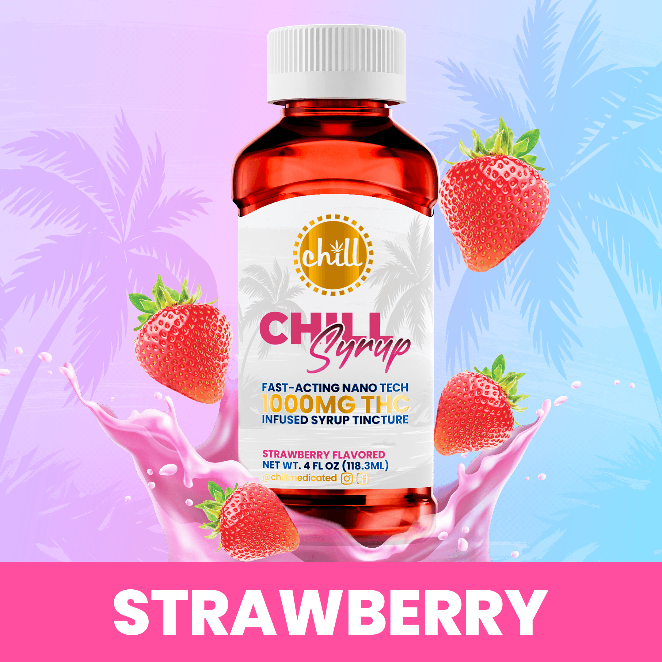 Chill Medicated Strawberry | 1000mg THC Syrup