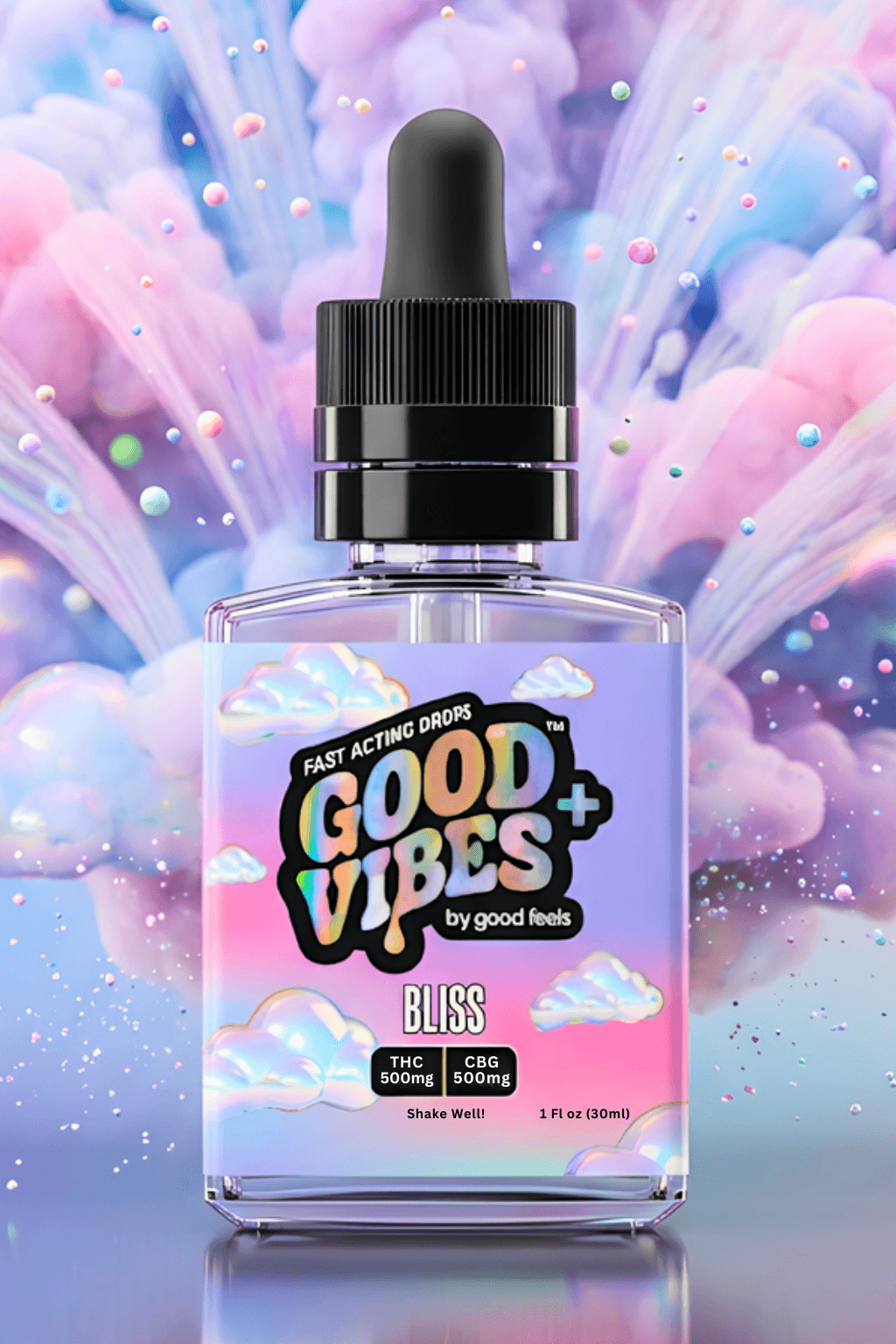 Good Vibes Plus Bliss Unflavored Fast-Acting Drops (THC+CBG) | 500mg